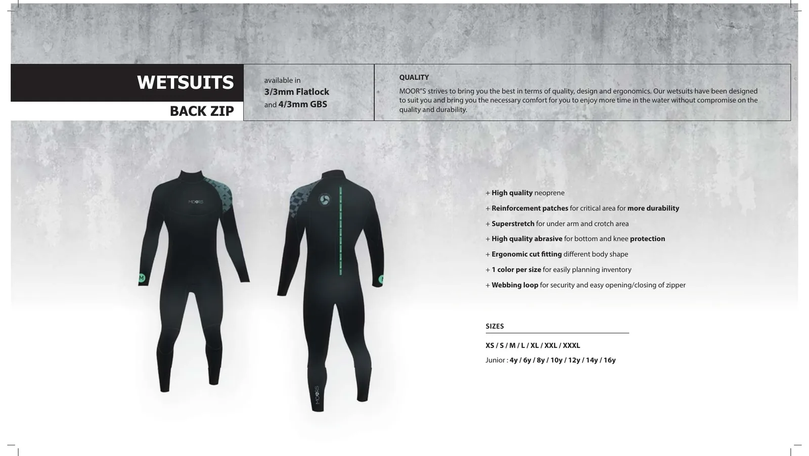 MOOR'S back zip wetsuits